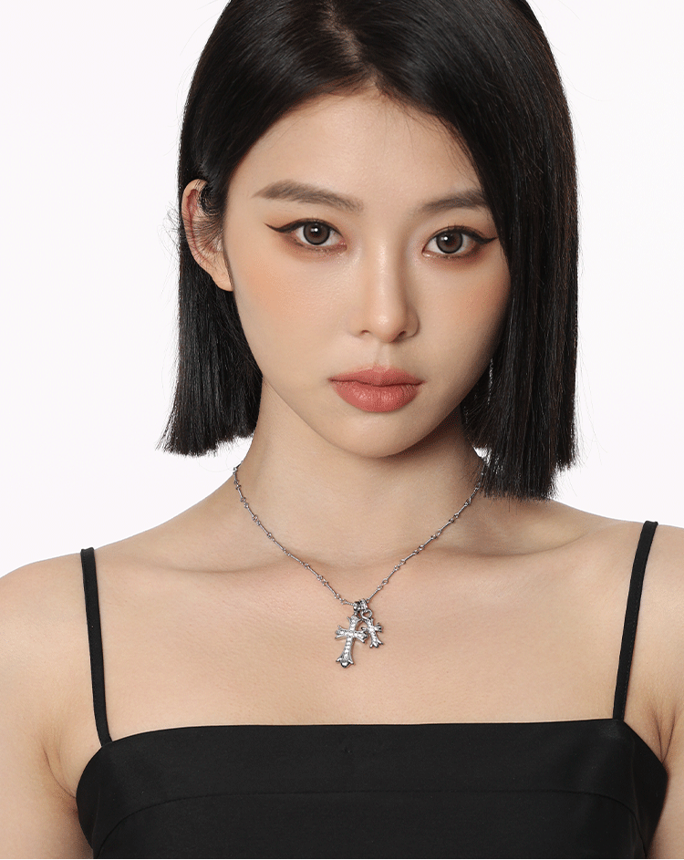 CN1019 Double Cross Necklace