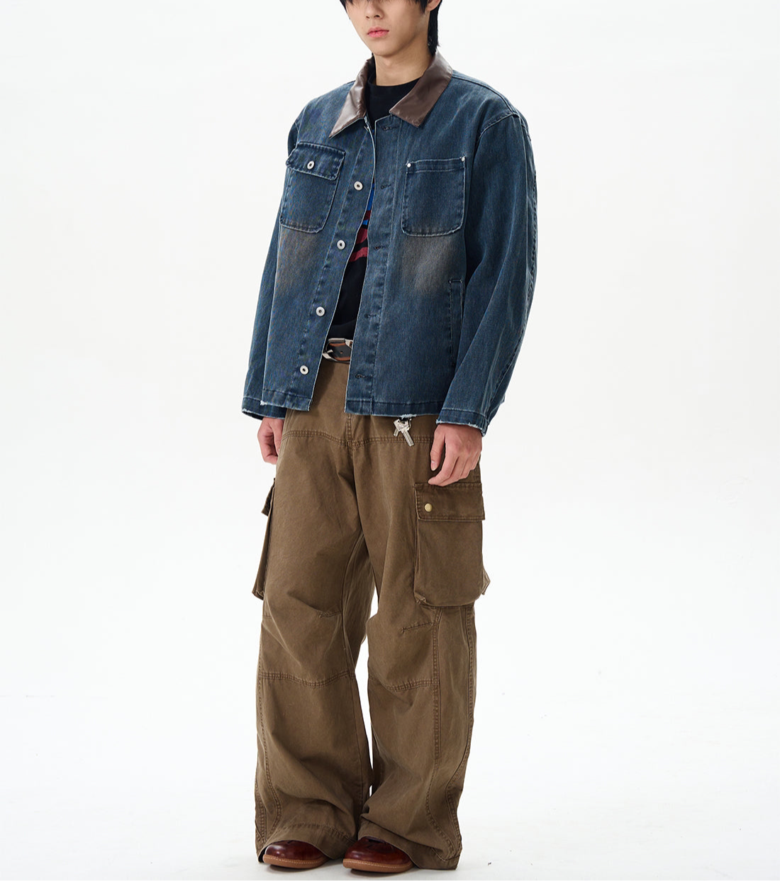 JS10076 Oversized Cropped Retro Denim Jacket