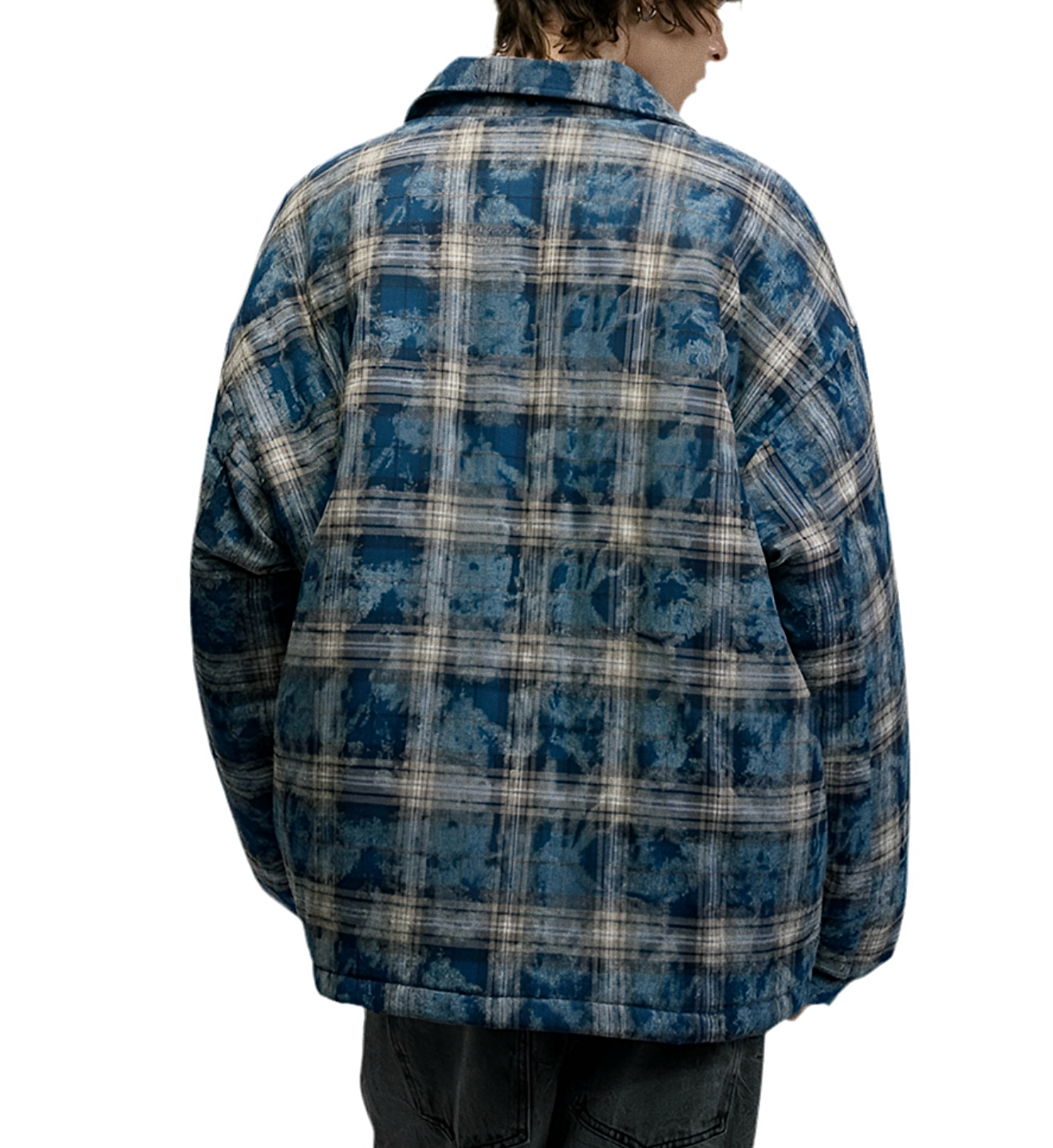 JS10008 Oversized Winter Jacket/ Frosted Plaid Convertible
