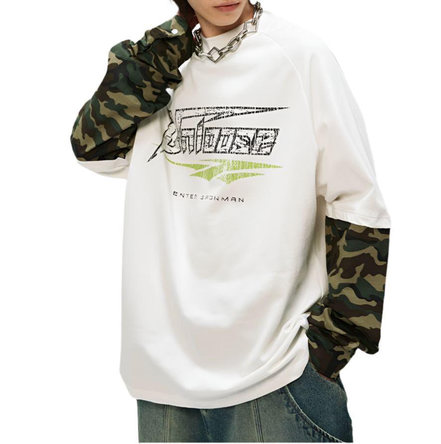 TLS102 Oversized layered long sleeve tee/ Street Stealth Camo