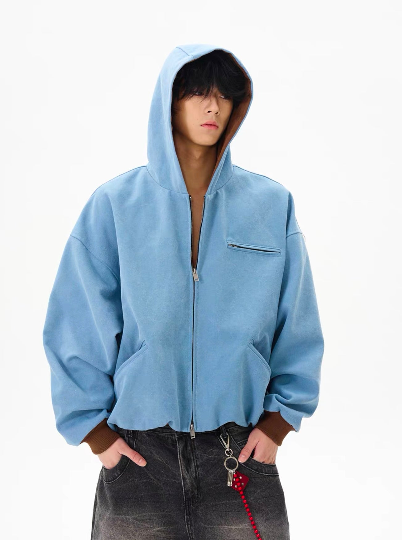 HS10049 Oversized Vintage Washed Distressed Cropped Hoodie