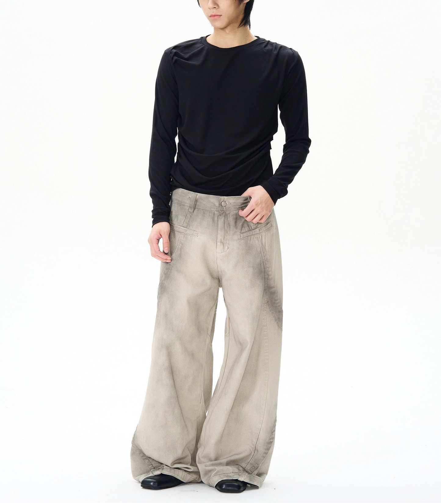 TJ10083 Baggy Dirty White Washed Trousers
