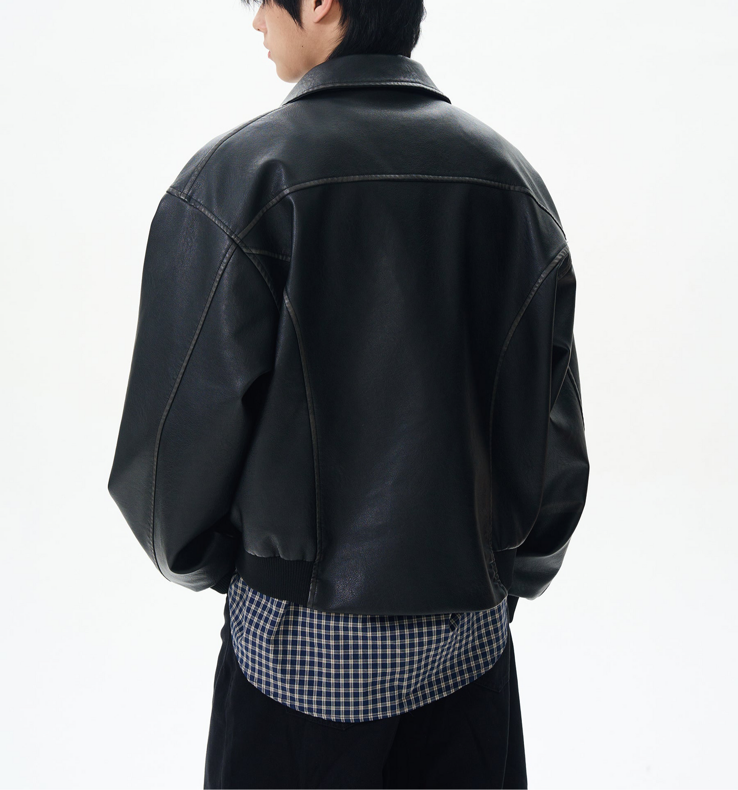 JS10075 Oversized Vintage Design Leather Jacket