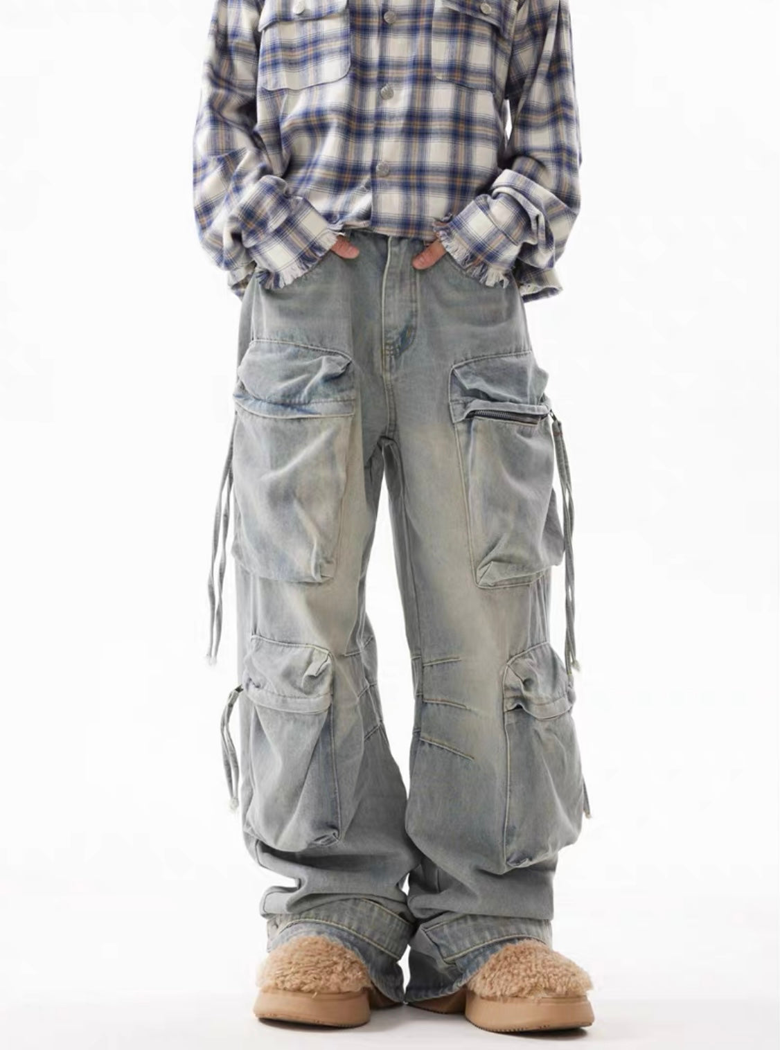 TJ10025 Baggy Multipocket Jeans/ Light Blue Washed
