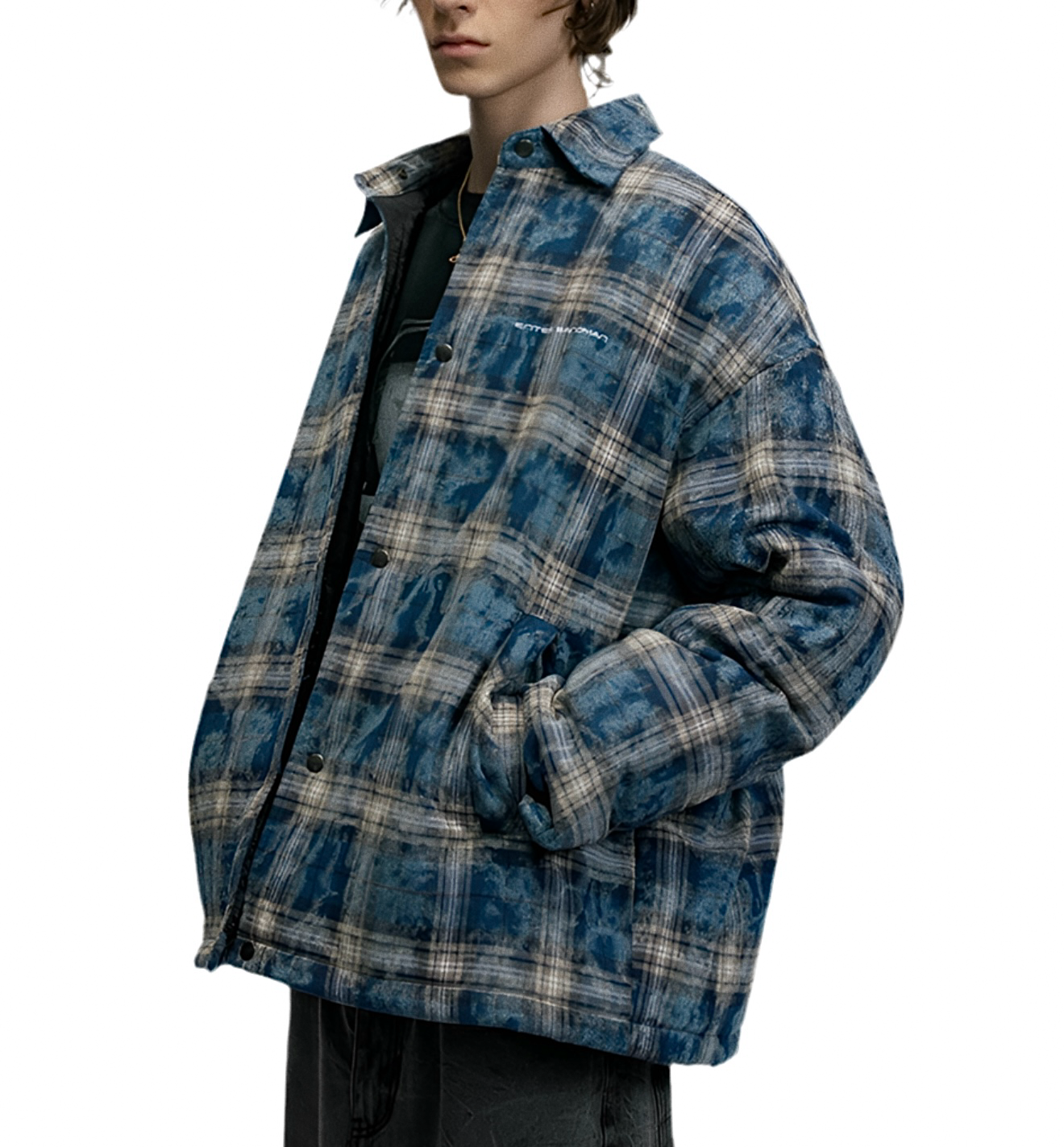 JS10008 Oversized Winter Jacket/ Frosted Plaid Convertible