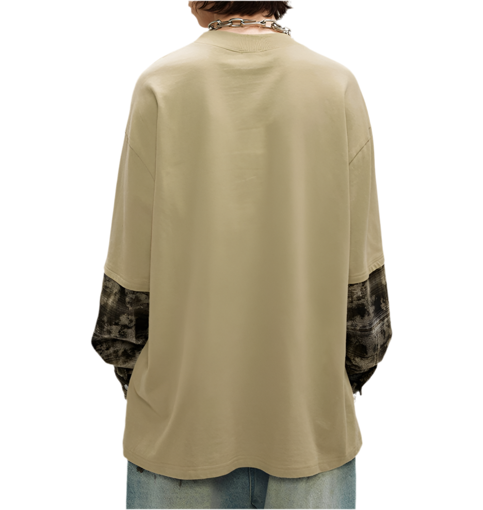 TLS119 Oversized Long Sleeve tee/ Plaid Fade Fusion