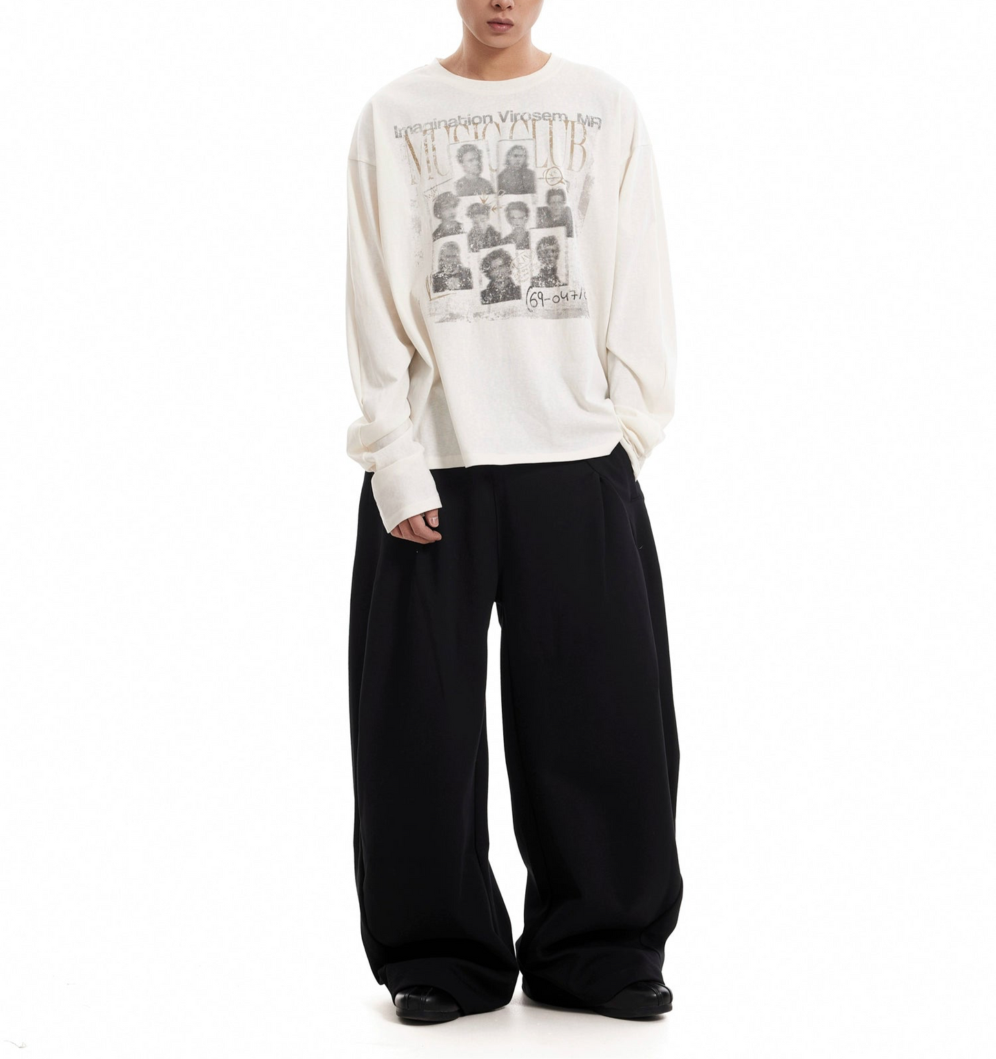TLS146 Oversized Long Sleeve Digital Print Vintage Tee