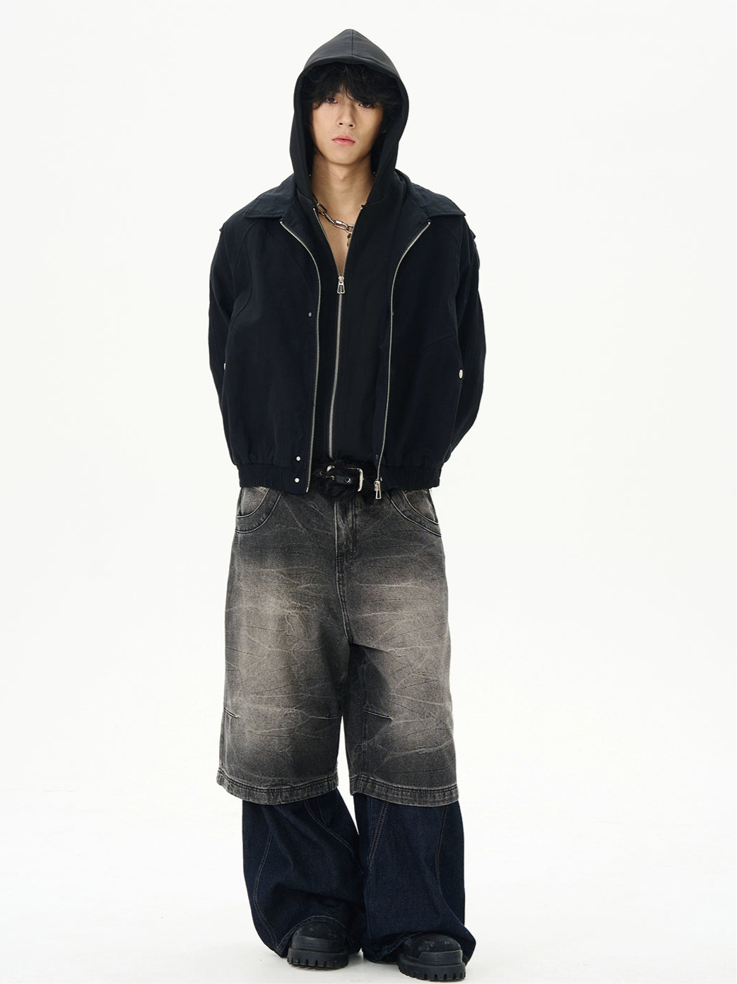 JS10063 Oversized Two-layer Design Cargo Jacket Hoodie