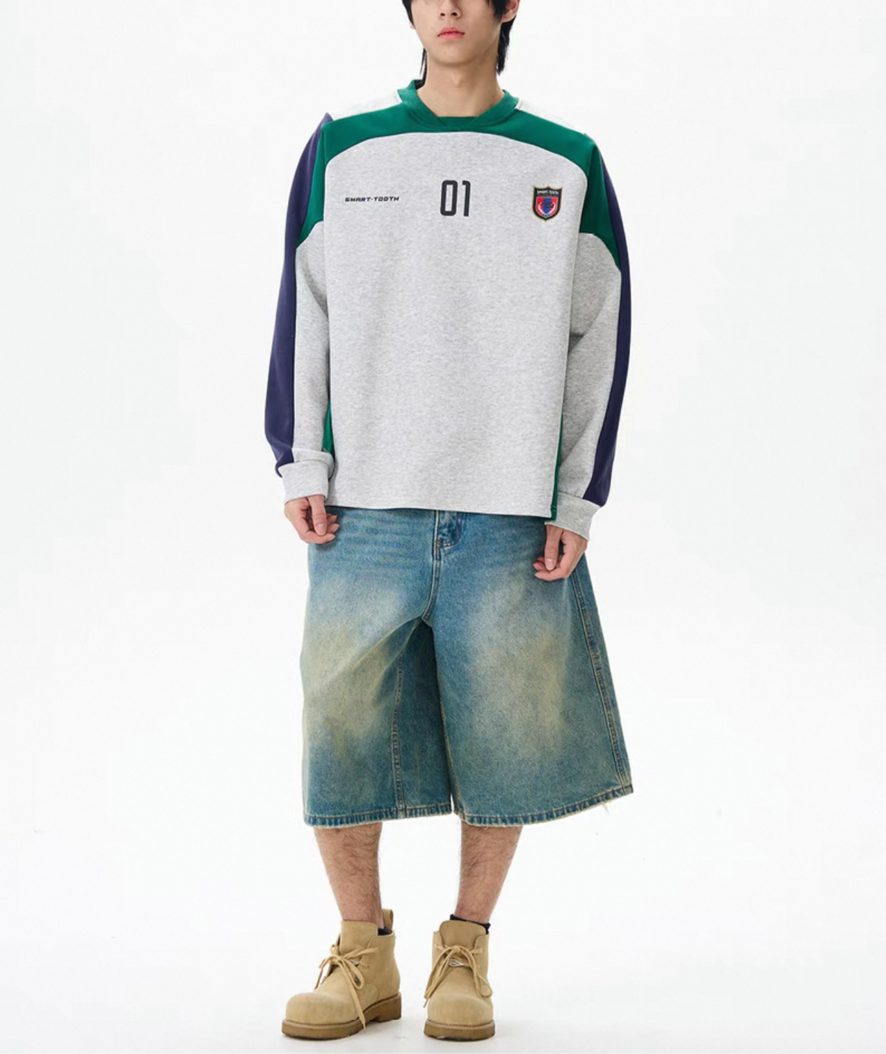 TJ10072 Oversized Yellow Washed Jorts