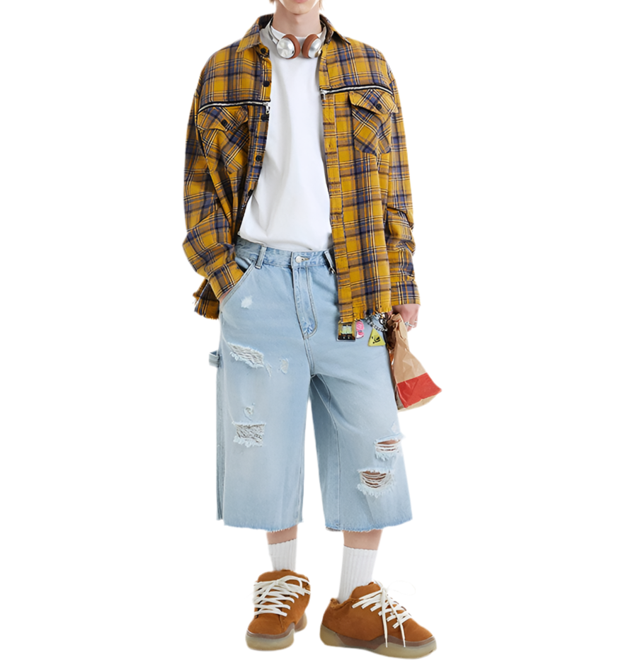 JS10027 Oversized shirt/ Honey Plaid