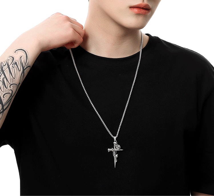 CN1023 Cross Necklace/ Rose of Serenity