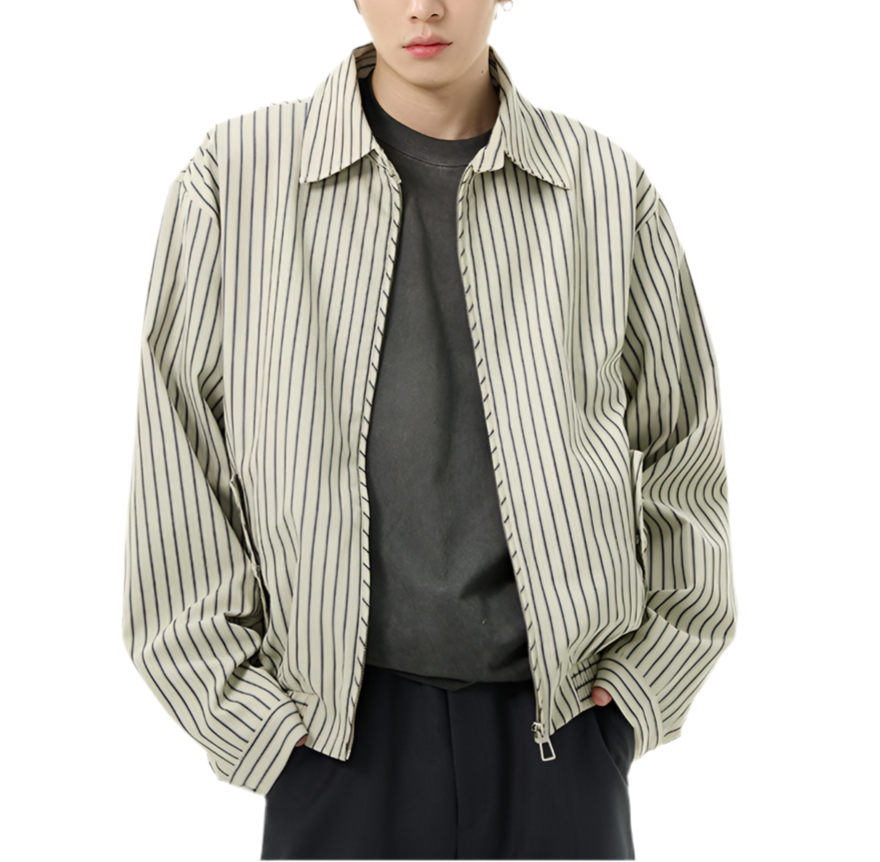 JS10024 Oversized Shirt/ Urban Stripe Zip-Up