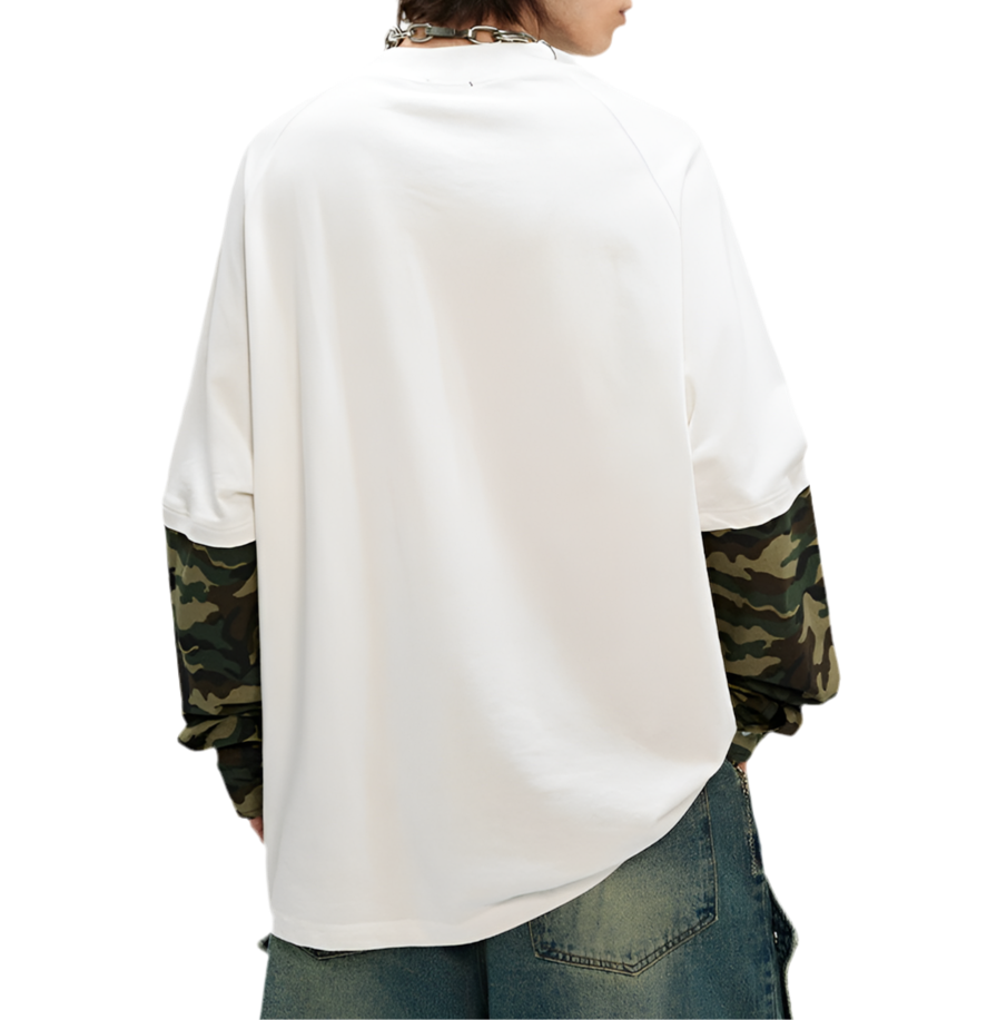 TLS102 Oversized layered long sleeve tee/ Street Stealth Camo