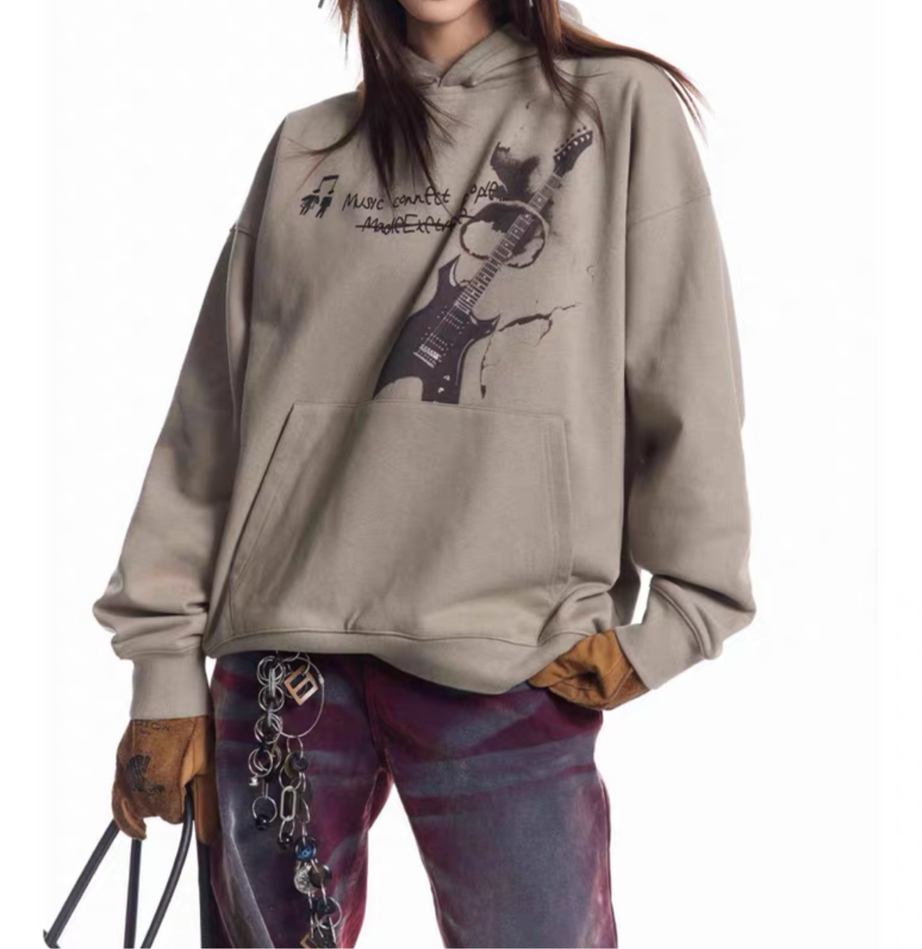 HS10034 Oversized hoodie/ E-Guitar