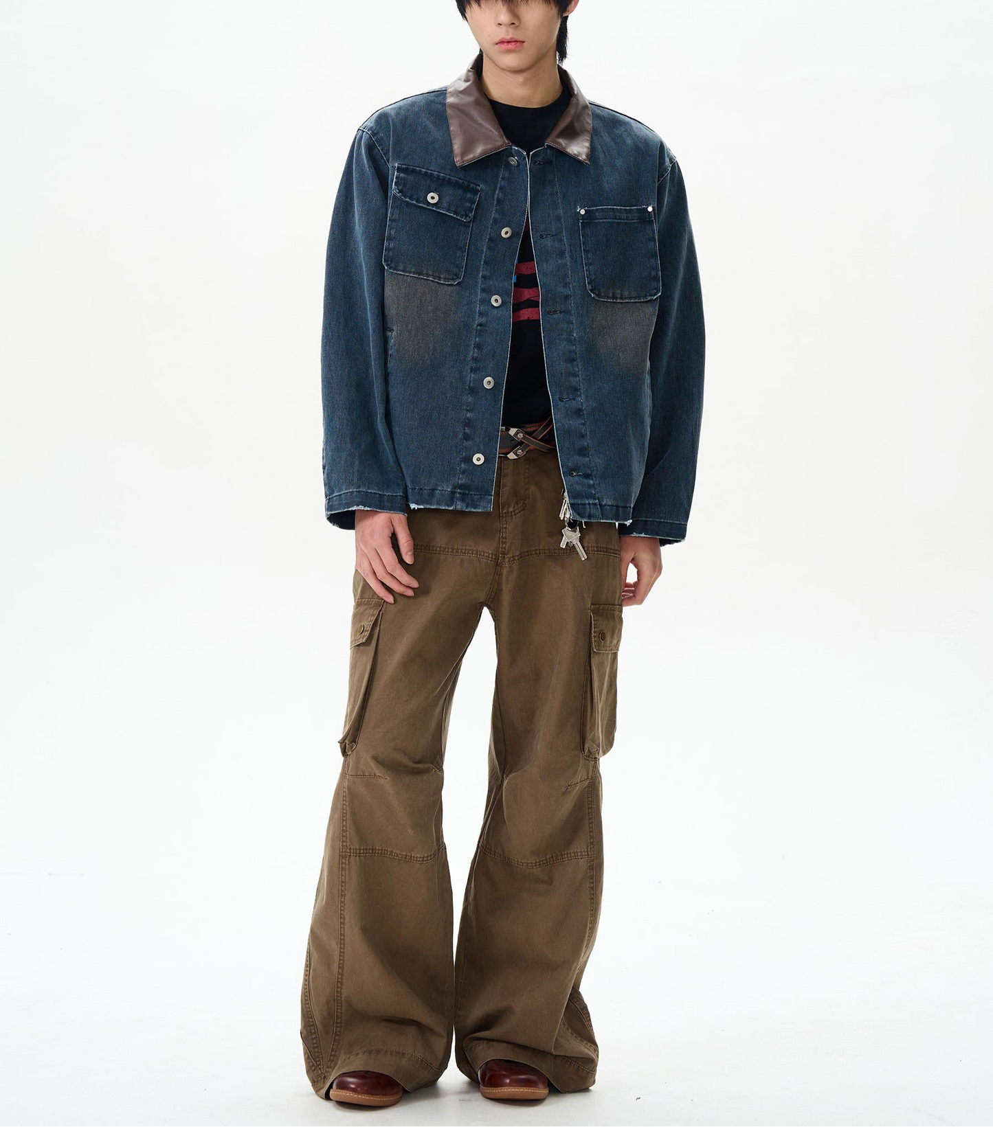 JS10076 Oversized Cropped Retro Denim Jacket
