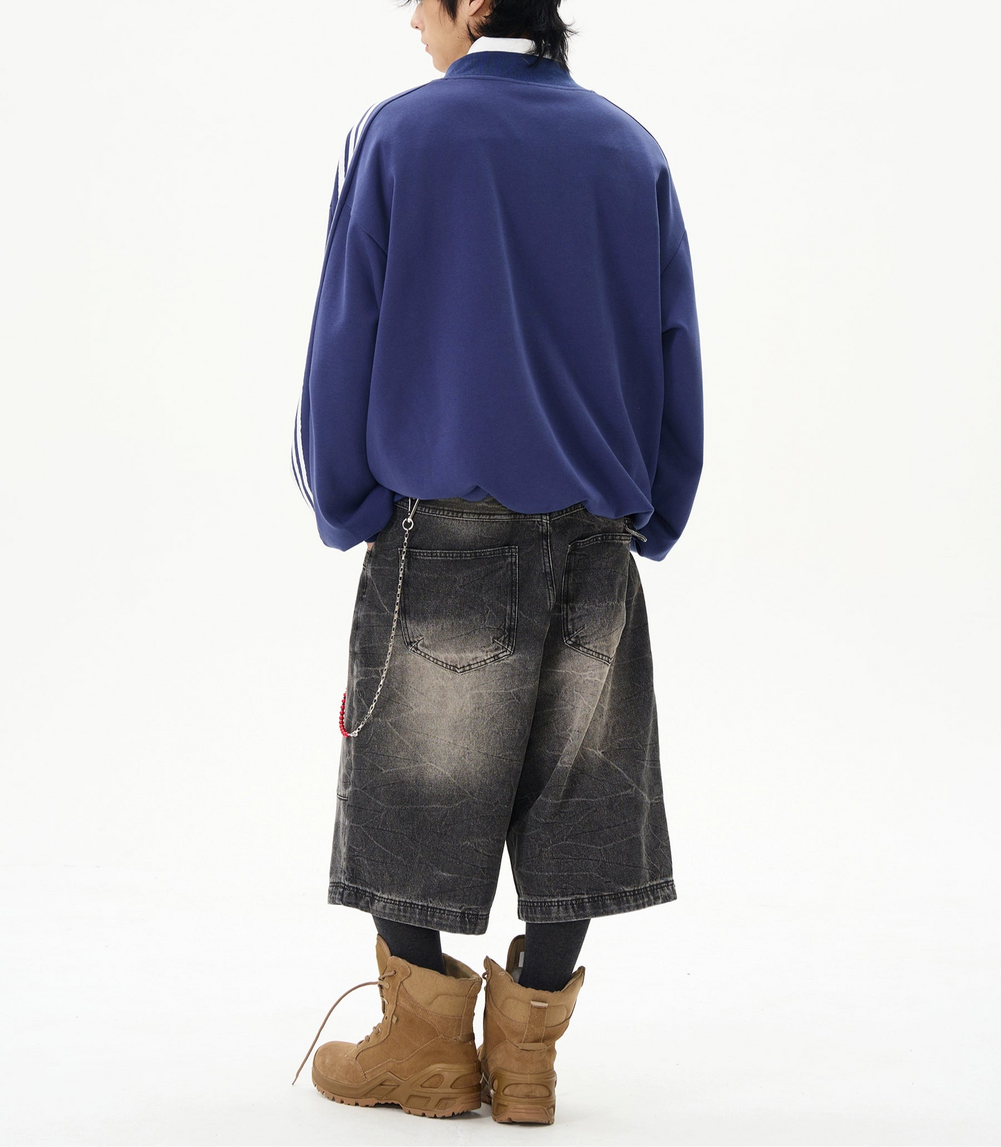 HS10048 Oversized Sports Design V-neck Sweater