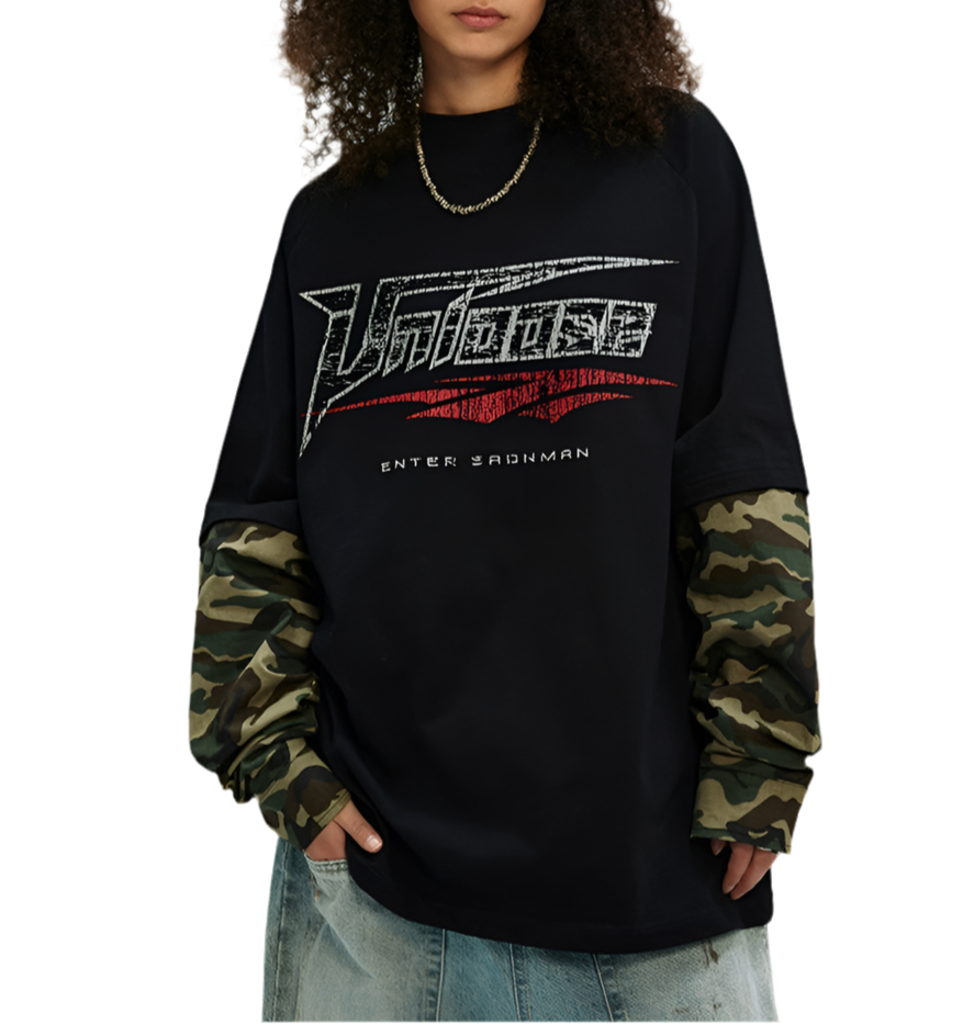 TLS102 Oversized layered long sleeve tee/ Street Stealth Camo