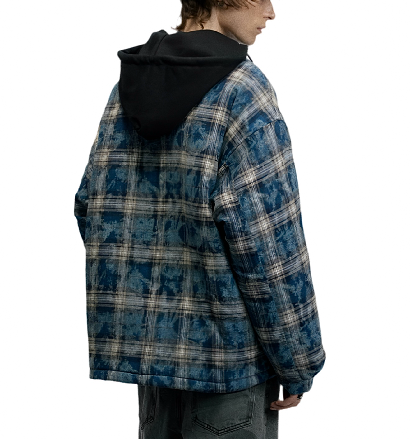 JS10008 Oversized Winter Jacket/ Frosted Plaid Convertible