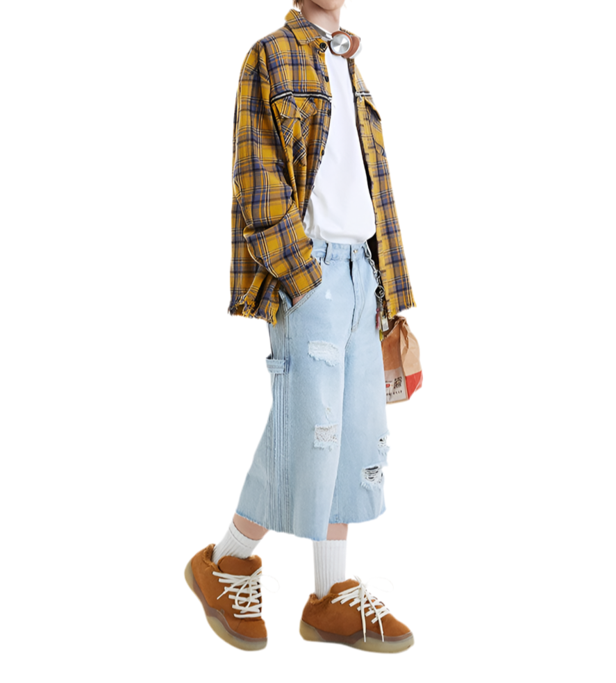 JS10027 Oversized shirt/ Honey Plaid