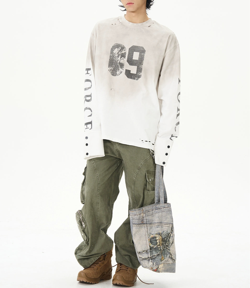 TLS141 Oversized Vintage Inspired Long Sleeve Tee