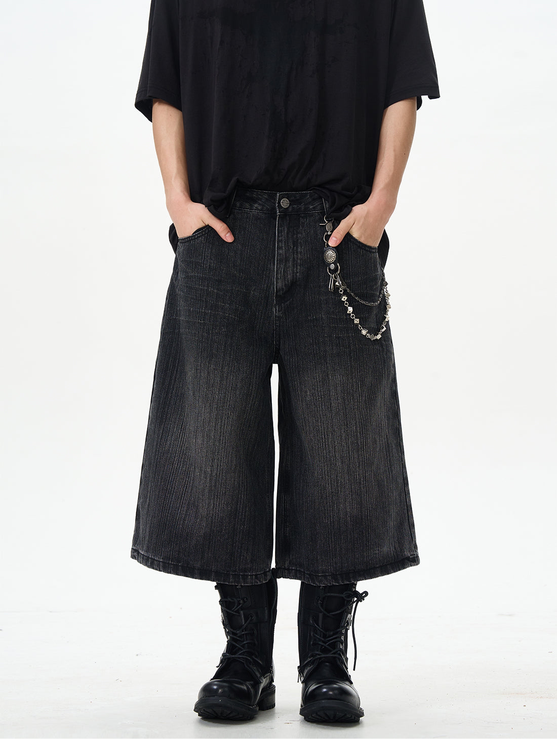 TJ10094 Baggy Vintage Washed Jorts