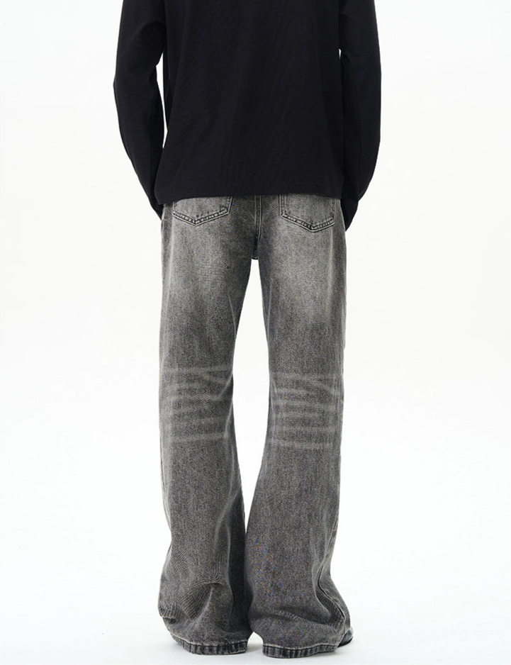 TJ10079 Flare Smoke Gray Washed Jeans