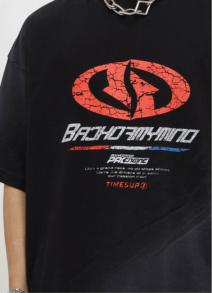 TLS116 Oversized tee/ Cracked Emblem