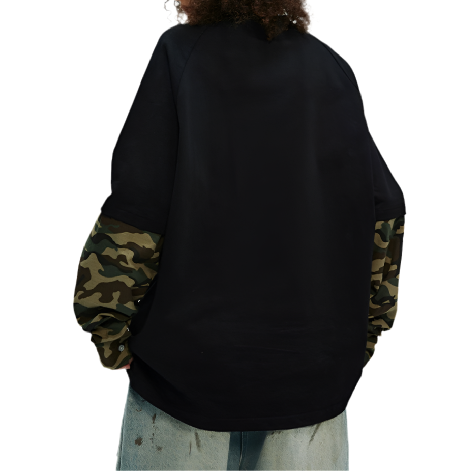 TLS102 Oversized layered long sleeve tee/ Street Stealth Camo