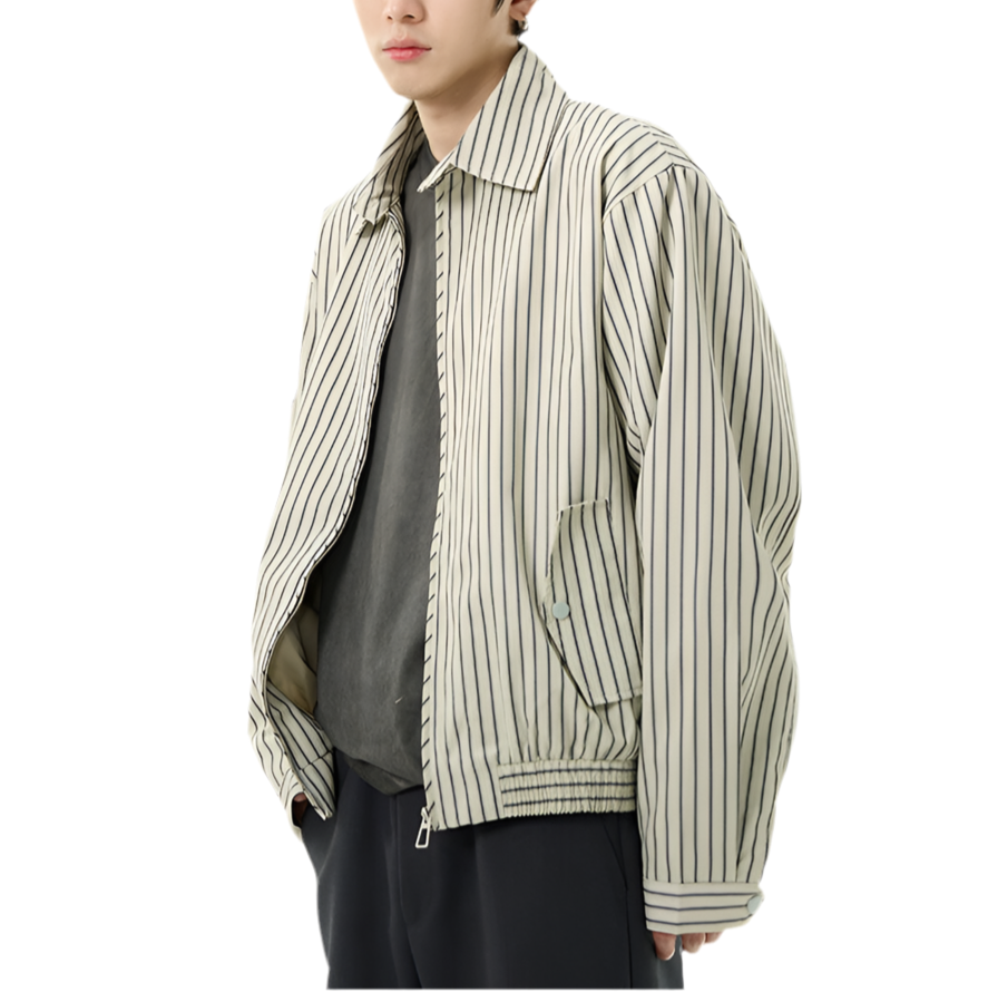 JS10024 Oversized Shirt/ Urban Stripe Zip-Up