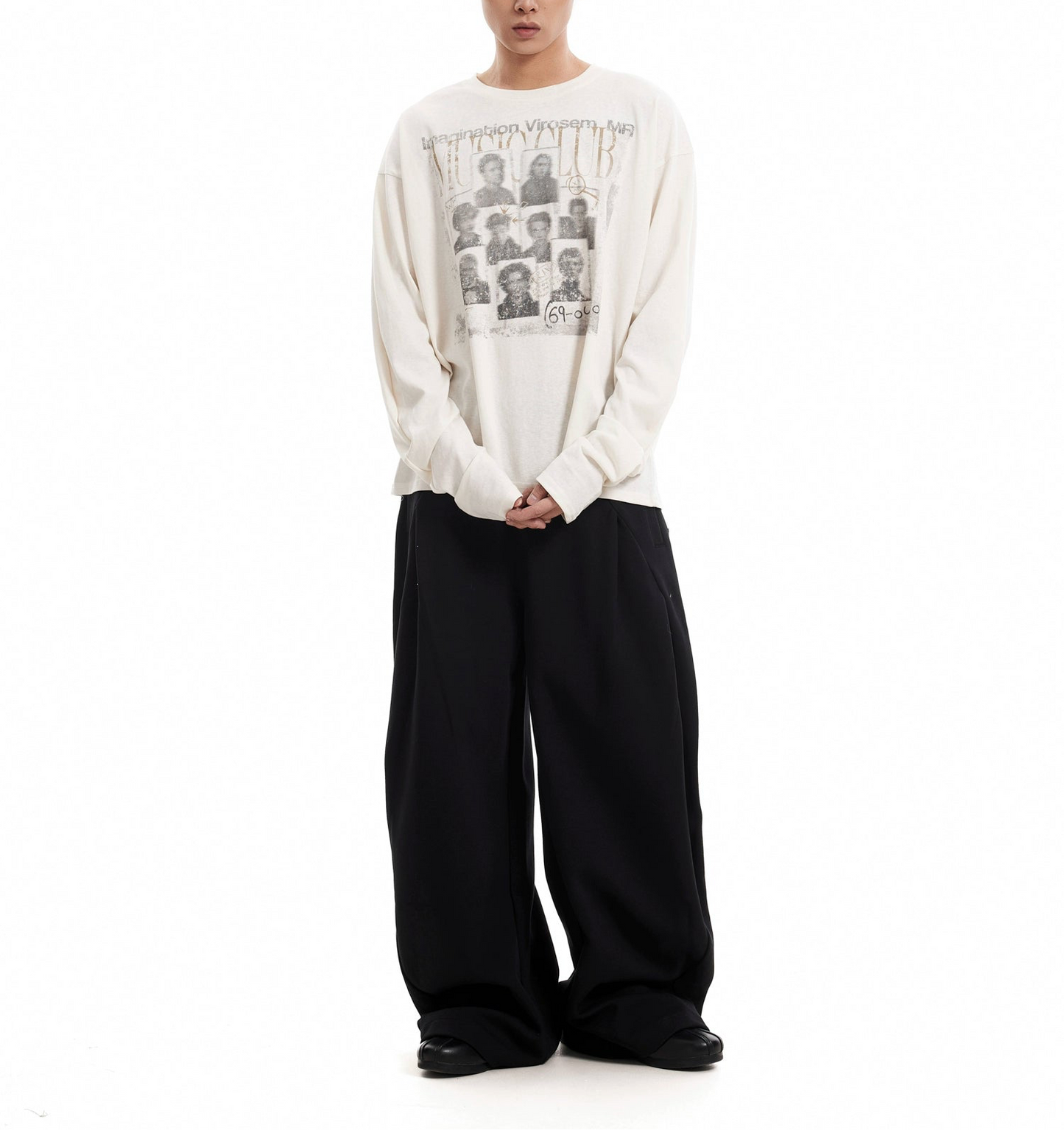 TLS146 Oversized Long Sleeve Digital Print Vintage Tee