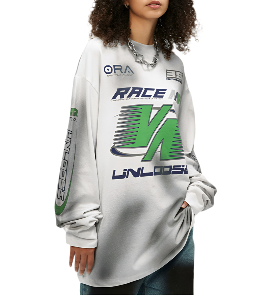 TLS106 Oversized long sleeve tee/ Race Unleashed