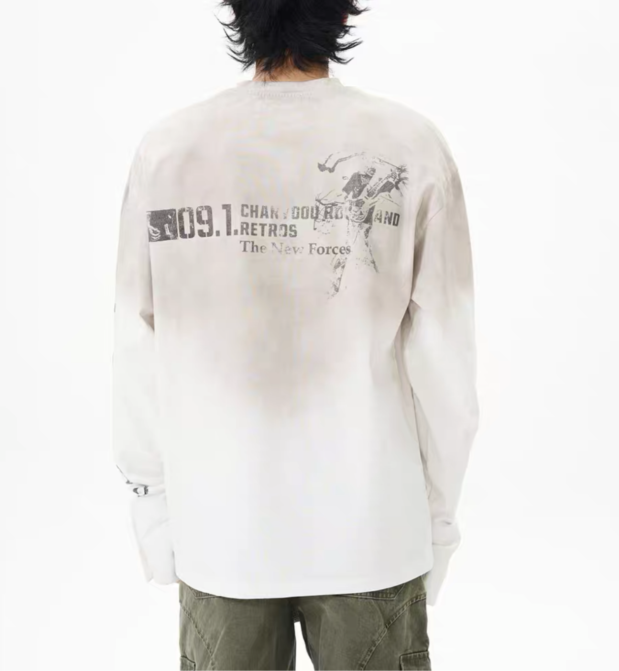 TLS141 Oversized Vintage Inspired Long Sleeve Tee