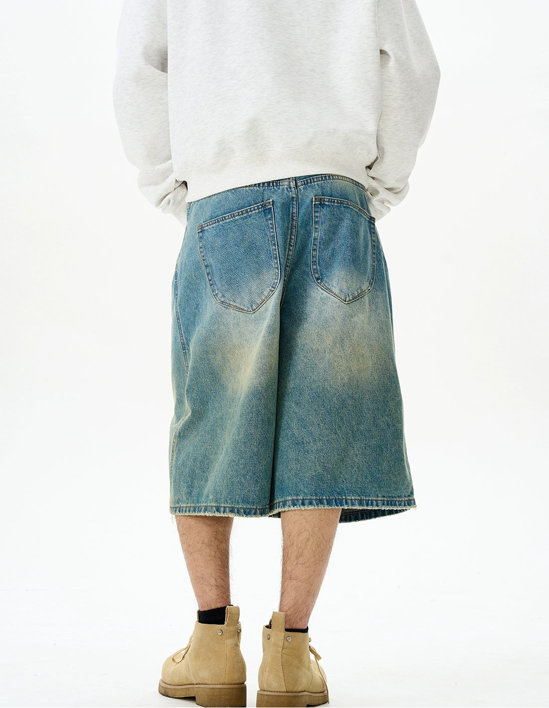 TJ10072 Oversized Yellow Washed Jorts