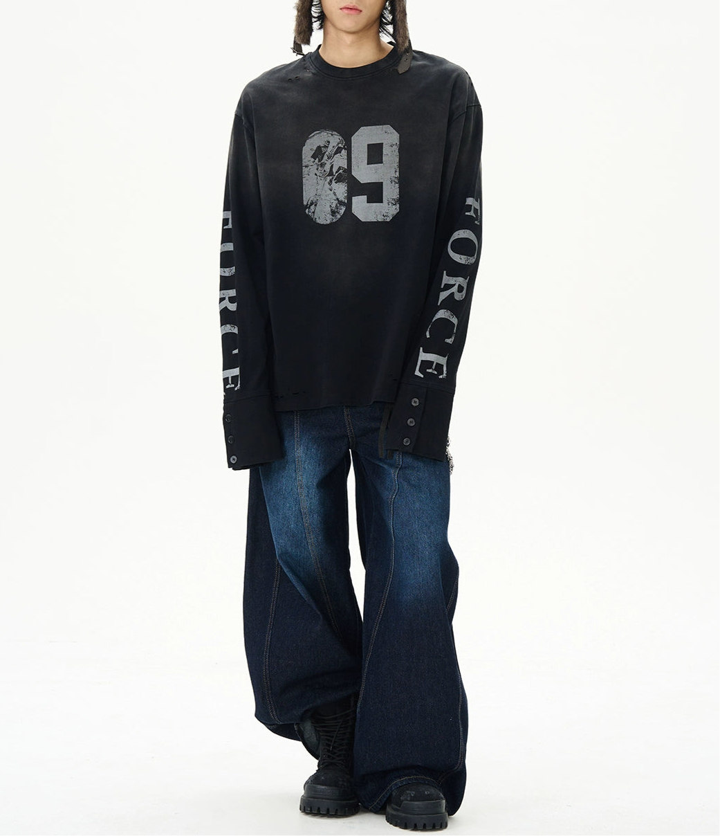 TLS141 Oversized Vintage Inspired Long Sleeve Tee