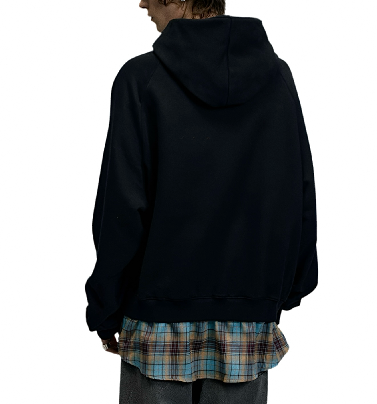 HS10006 Oversized Hoodie/ Plaid Fusion