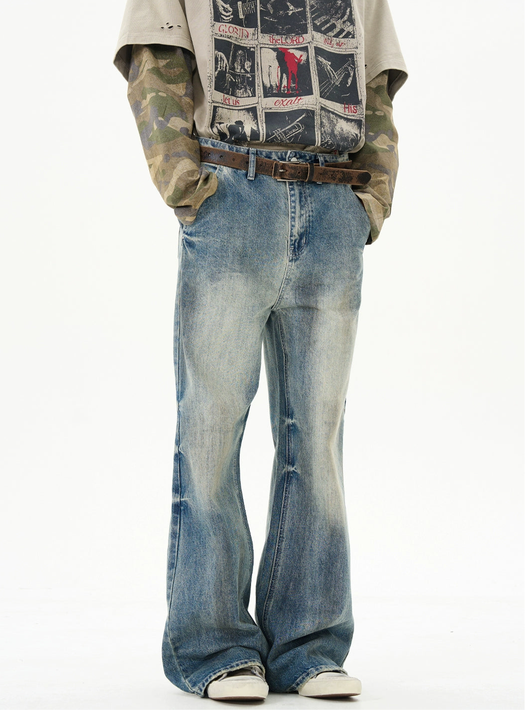 TJ10080 Flare Dirty Washed Bootcut Jeans