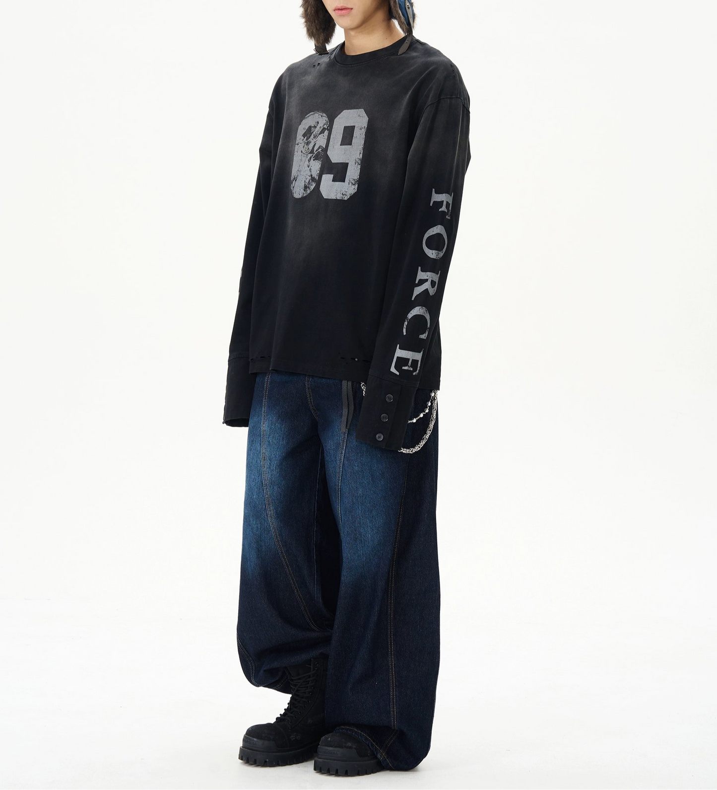 TLS141 Oversized Vintage Inspired Long Sleeve Tee