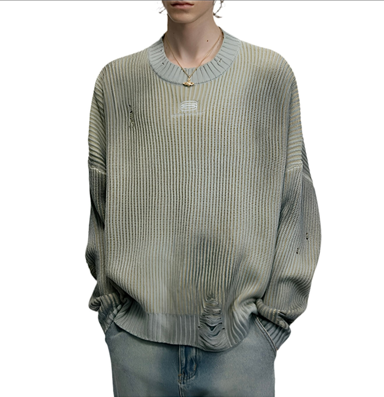 HS10017 Oversized knitted sweater/ Worn-In Wave