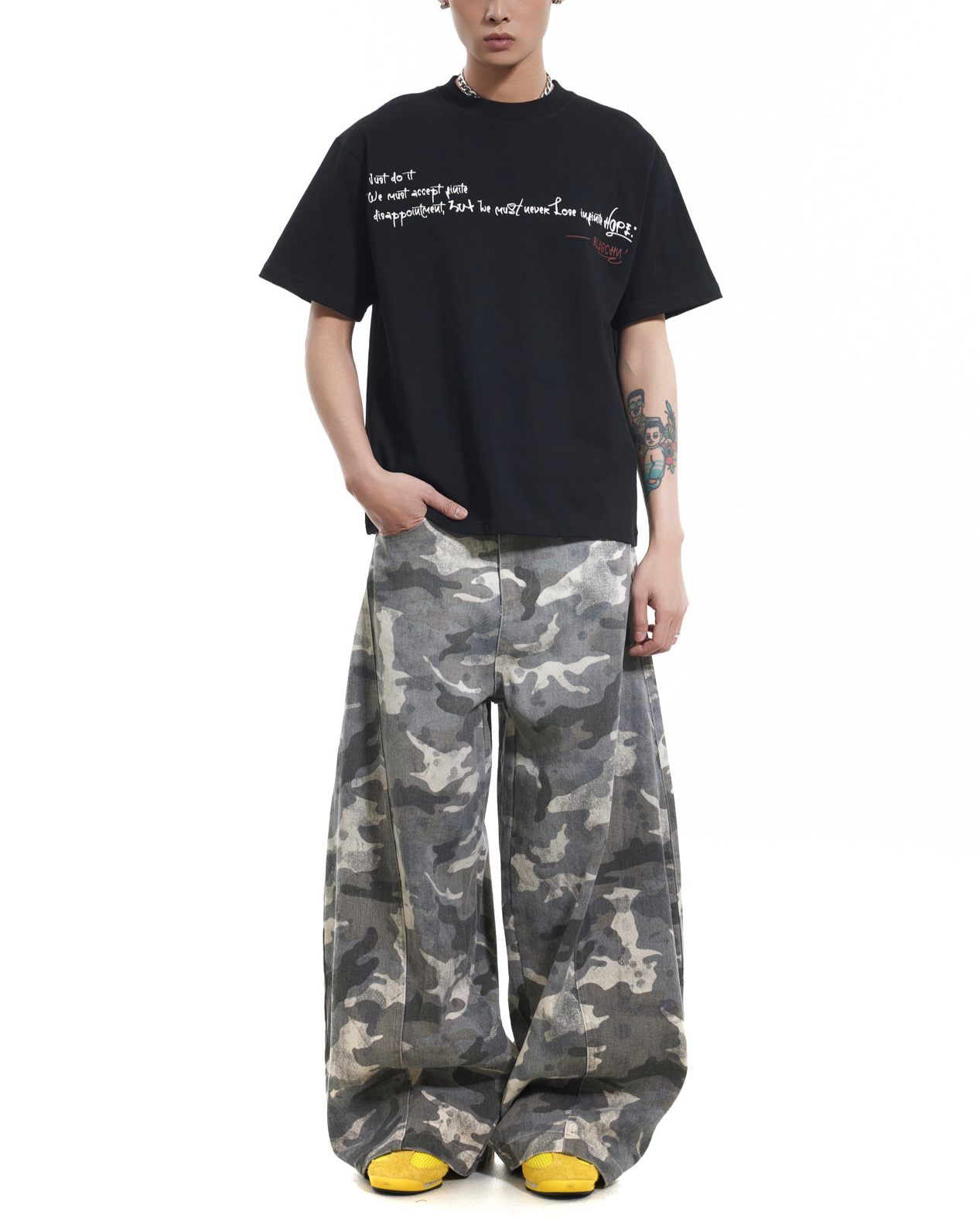 TJ10088 Baggy Dirty Camo Barrel Trousers