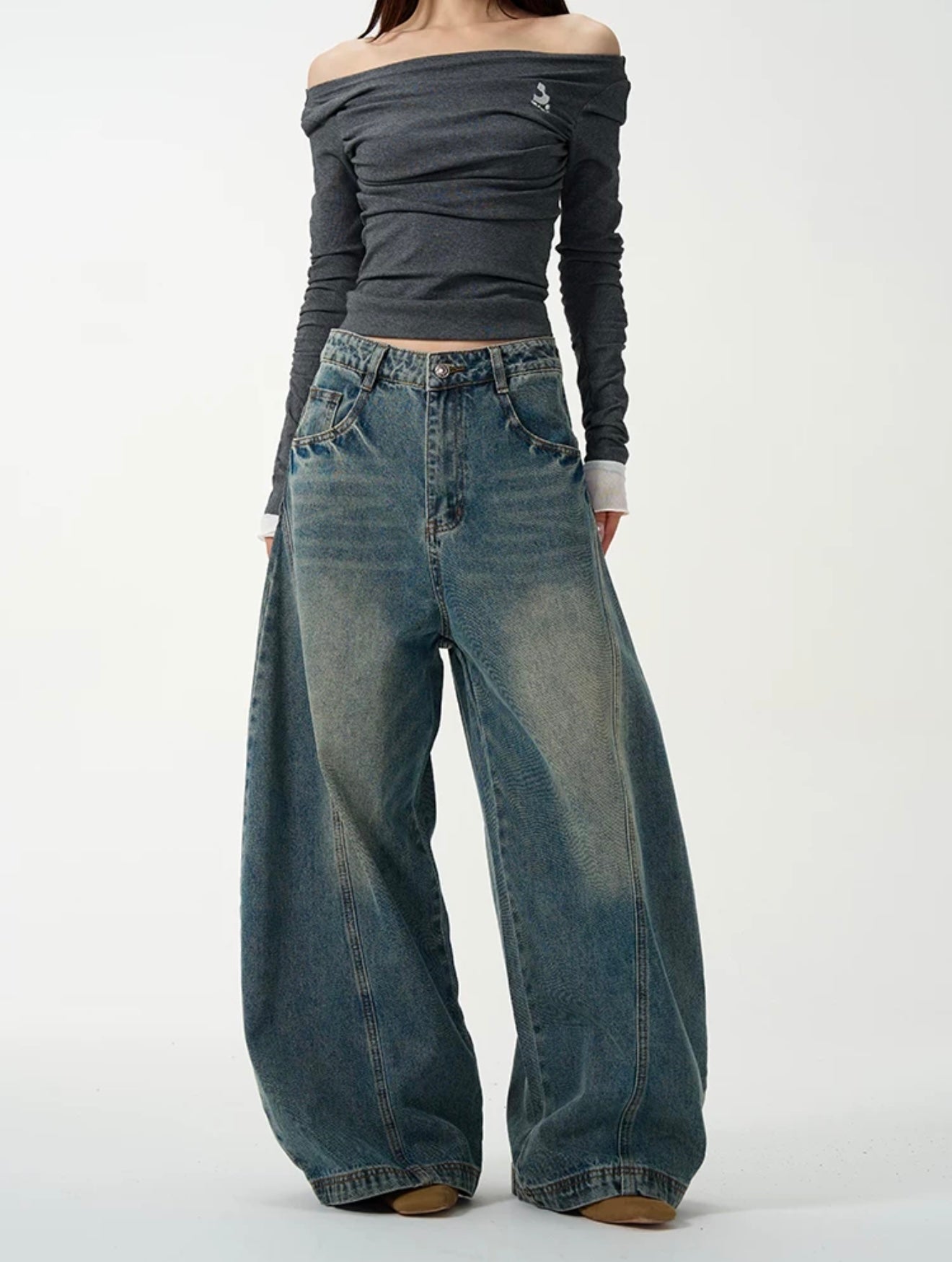 TJ10032 Wide-Leg Barrel Jeans/ Street Glide