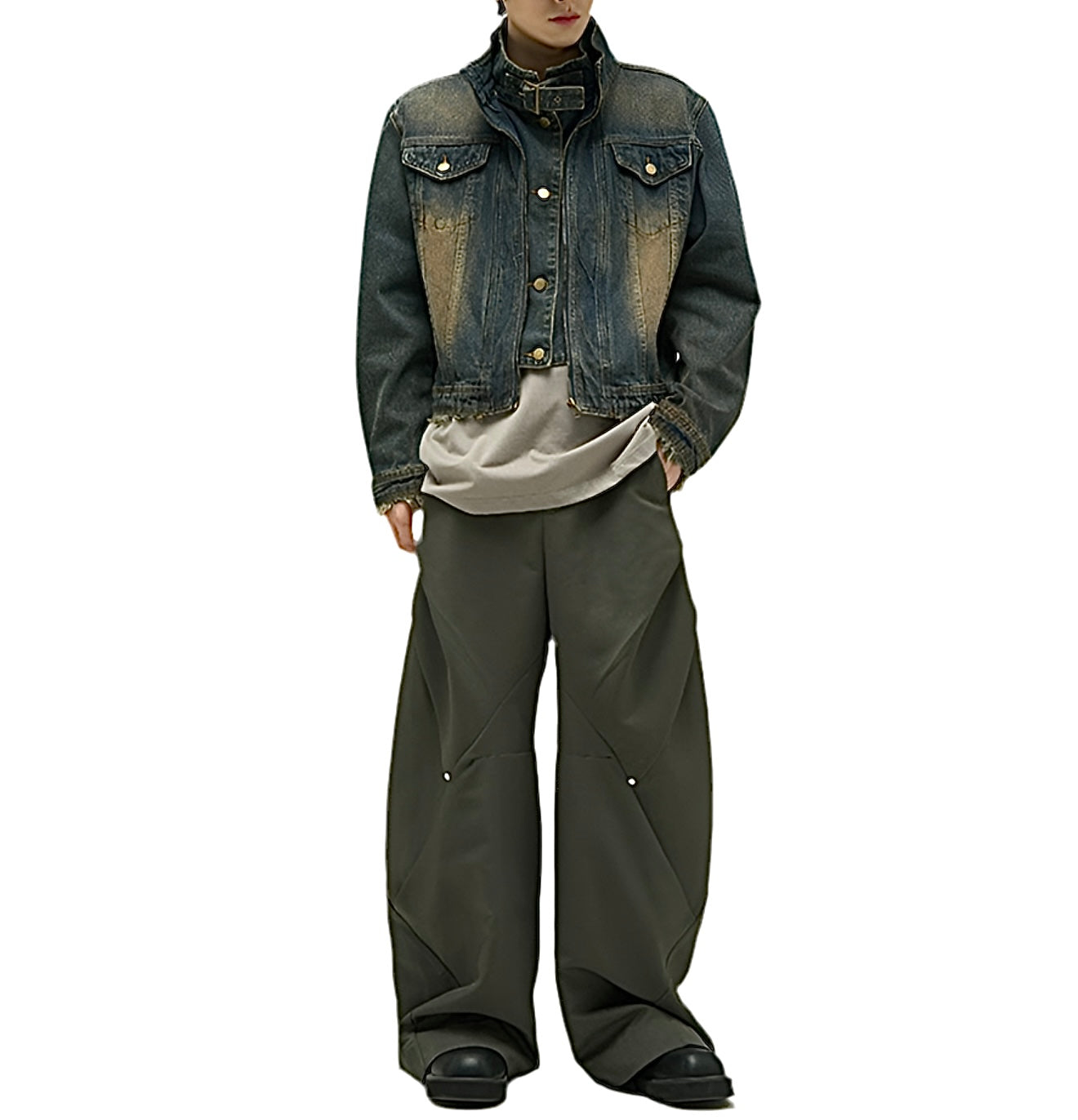 JS10018 Oversized Denim Jacket/ Rebel Crop