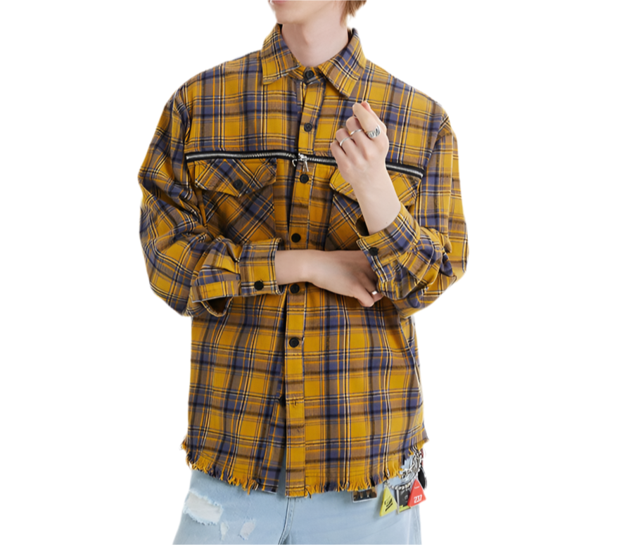 JS10027 Oversized shirt/ Honey Plaid