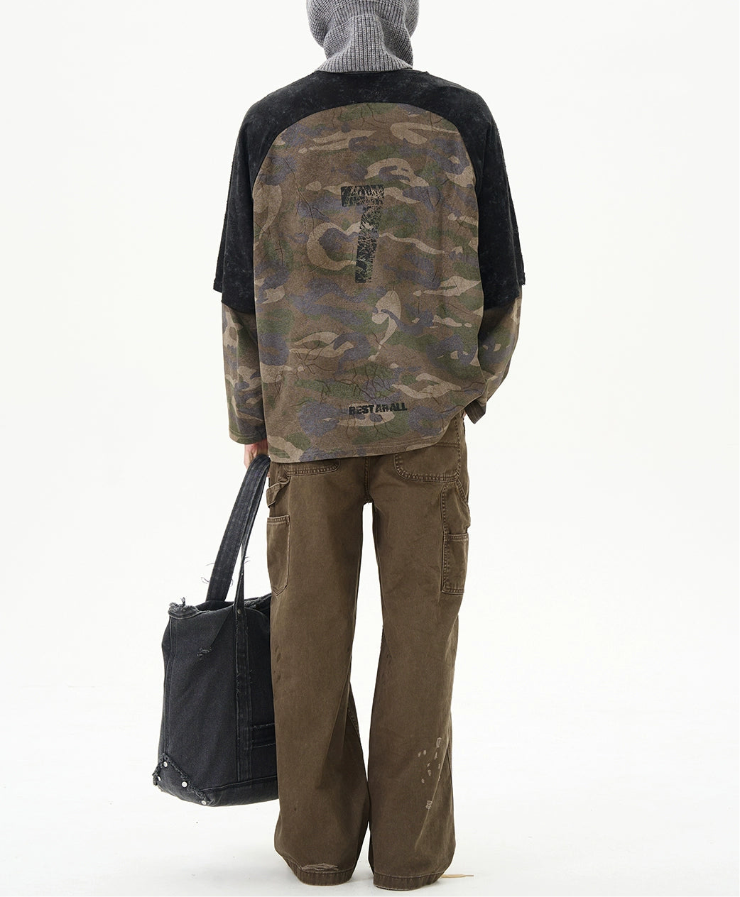 TLS143 Oversized Layered Camo Long Sleeve Tee