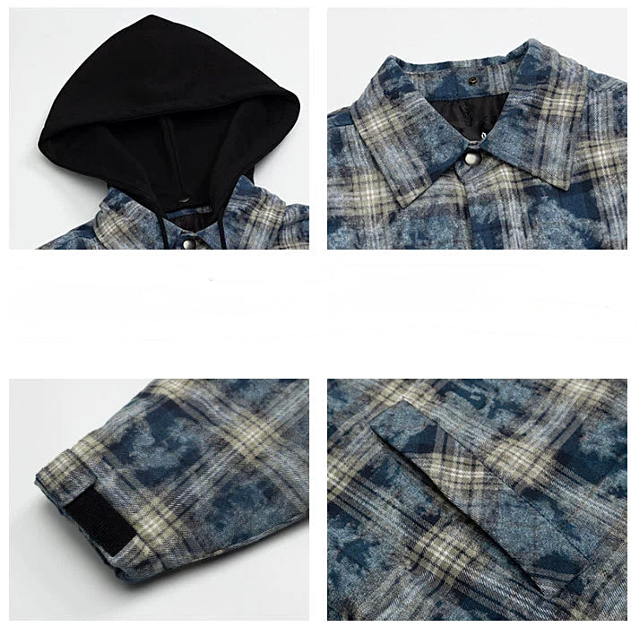 JS10008 Oversized Winter Jacket/ Frosted Plaid Convertible