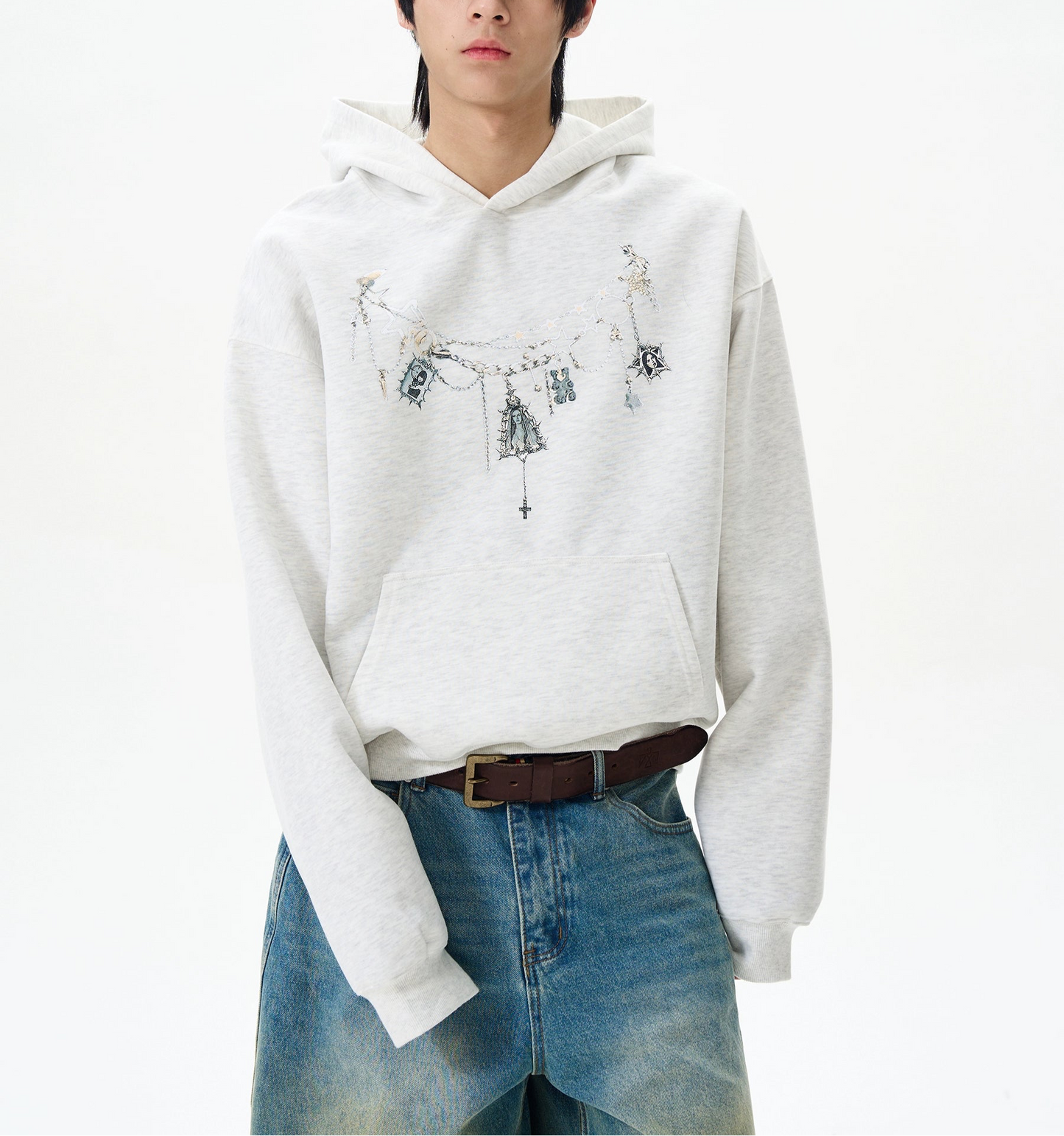 HS10050 Oversized Printed Necklace Design Hoodie
