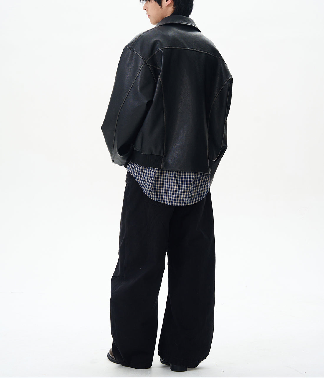 JS10075 Oversized Vintage Design Leather Jacket