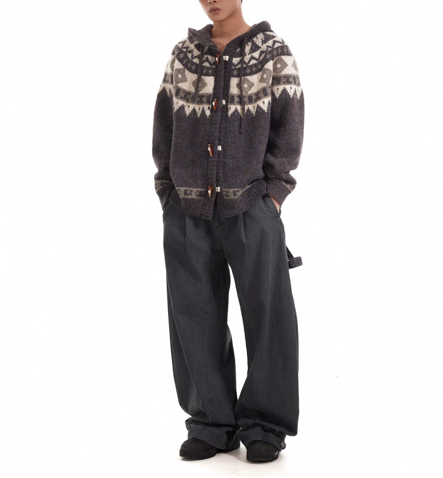 HS10041 Loose Cardigan Hoodie/ Nordic Heritage Knit