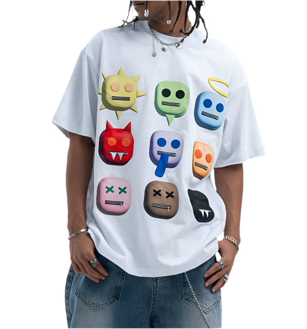 TLS125 Oversized tee/ Cartoon Emoji