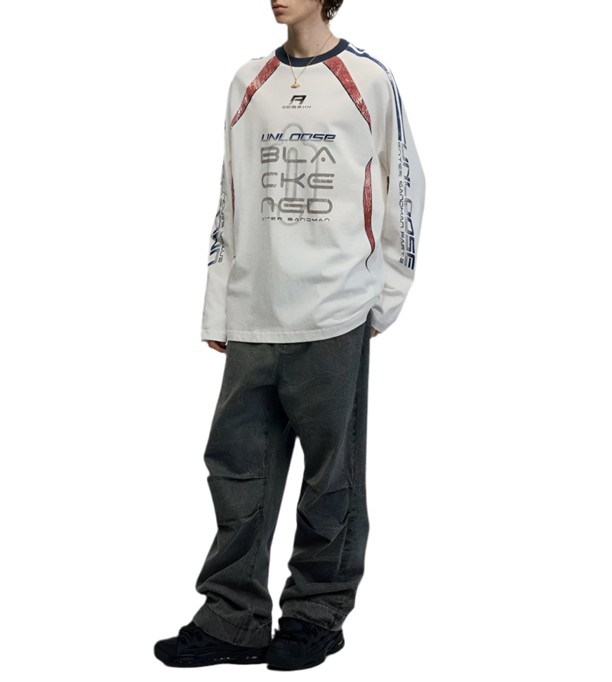 TLS107 Oversized long sleeve tee/ Velocity Grid