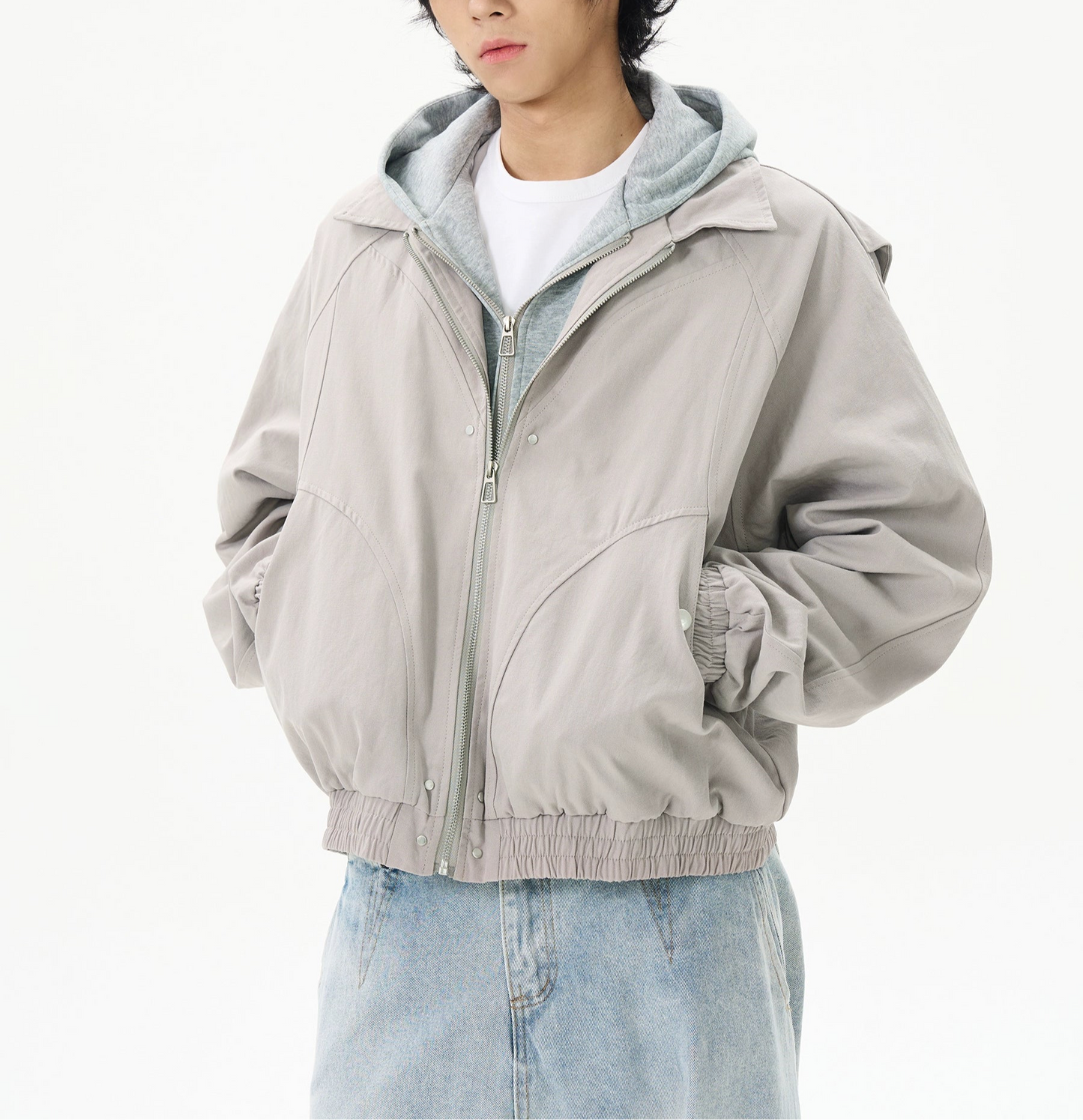 JS10063 Oversized Two-layer Design Cargo Jacket Hoodie